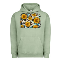 Pigment Oil Green cowhide sunflower pattern Urban Hoodie - Zillion Design Studio