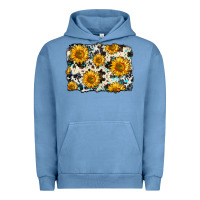 Pigment Pebble Blue cowhide sunflower pattern Urban Hoodie - Zillion Design Studio