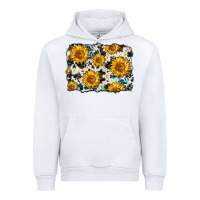 White cowhide sunflower pattern Urban Hoodie - Zillion Design Studio