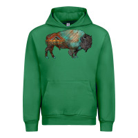 Emerald aztec bison Urban Hoodie - RanaPortraitStore