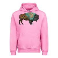 Fuchsia Pink aztec bison Urban Hoodie - RanaPortraitStore