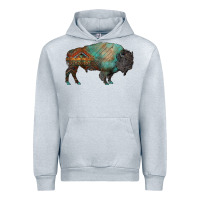 Heather Grey aztec bison Urban Hoodie - RanaPortraitStore