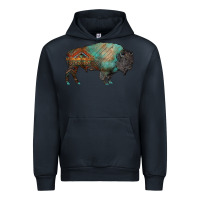Navy aztec bison Urban Hoodie - RanaPortraitStore