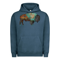 Pigment Midnight Navy aztec bison Urban Hoodie - RanaPortraitStore