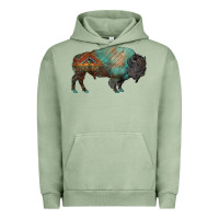 Pigment Oil Green aztec bison Urban Hoodie - RanaPortraitStore