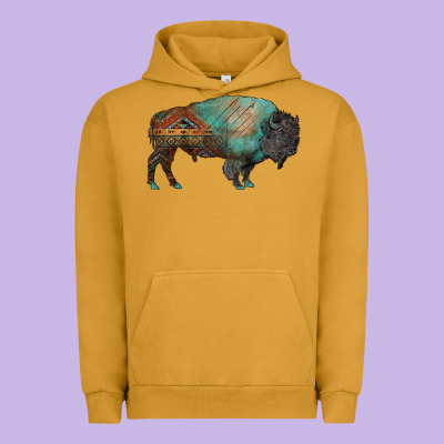 Aztec Bison Urban Hoodie Designed By Ranaportraitstore