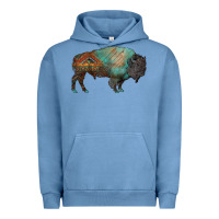 Pigment Pebble Blue aztec bison Urban Hoodie - RanaPortraitStore
