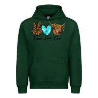 Forest Green peace love cow Urban Hoodie - RanaPortraitStore
