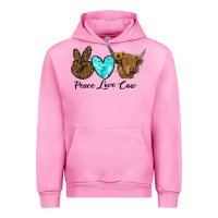 Fuchsia Pink peace love cow Urban Hoodie - RanaPortraitStore