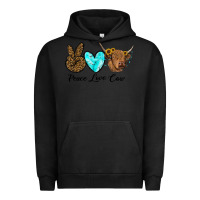 Pigment Black peace love cow Urban Hoodie - RanaPortraitStore