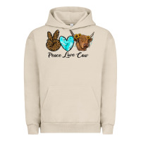 Pigment French Oak peace love cow Urban Hoodie - RanaPortraitStore
