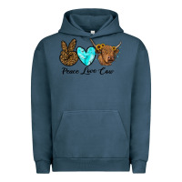 Pigment Midnight Navy peace love cow Urban Hoodie - RanaPortraitStore