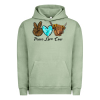 Pigment Oil Green peace love cow Urban Hoodie - RanaPortraitStore