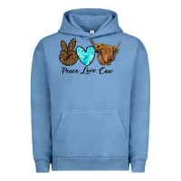 Pigment Pebble Blue peace love cow Urban Hoodie - RanaPortraitStore
