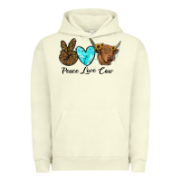 Pigment Pistachio peace love cow Urban Hoodie - RanaPortraitStore