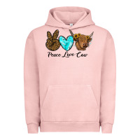 Pigment Salmon peace love cow Urban Hoodie - RanaPortraitStore