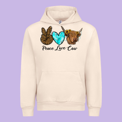 Peace Love Cow Urban Hoodie Designed By Ranaportraitstore