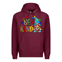 Burgundy be kind autism gnome Premium Hoodie - Zillion Design Studio