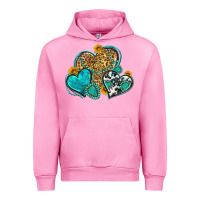 Fuchsia Pink western turquoise hearts Urban Hoodie - Zillion Design Studio