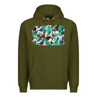 Army Green Cowhide Background Western Premium Hoodie - texasbilliewilder