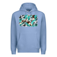 Colony Blue Cowhide Background Western Premium Hoodie - texasbilliewilder