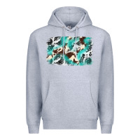 Heather Grey Cowhide Background Western Premium Hoodie - texasbilliewilder