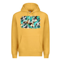 Mustard Cowhide Background Western Premium Hoodie - texasbilliewilder