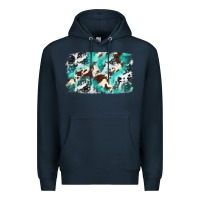 Navy Cowhide Background Western Premium Hoodie - texasbilliewilder