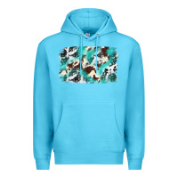 Ocean Blue Cowhide Background Western Premium Hoodie - texasbilliewilder
