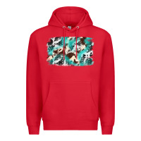 Red Cowhide Background Western Premium Hoodie - texasbilliewilder