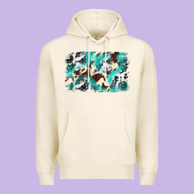 Cowhide Background Western Premium Hoodie Designed By Texasbilliewilder