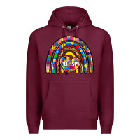 Burgundy autism rainbow Premium Hoodie - Zillion Design Studio