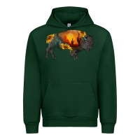 Forest Green sunflower bison Urban Hoodie - RanaPortraitStore