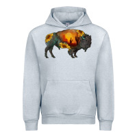 Heather Grey sunflower bison Urban Hoodie - RanaPortraitStore