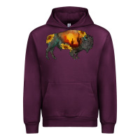 Mauve Wine sunflower bison Urban Hoodie - RanaPortraitStore