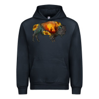 Navy sunflower bison Urban Hoodie - RanaPortraitStore