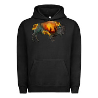 Pigment Black sunflower bison Urban Hoodie - RanaPortraitStore