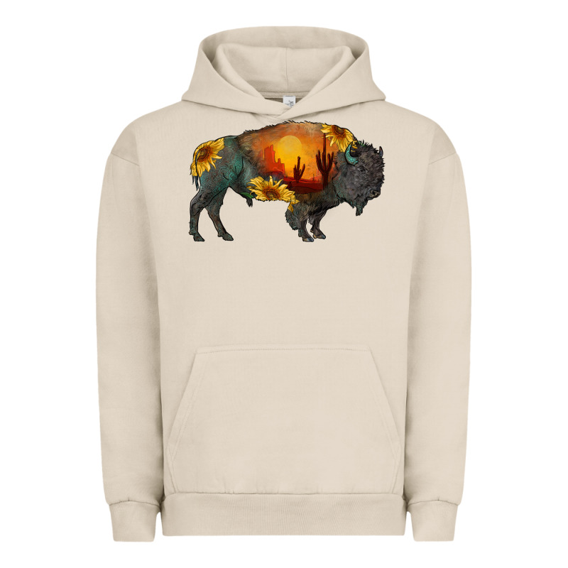 Sunflower Bison Urban Hoodie by RanaPortraitStore | Teevron