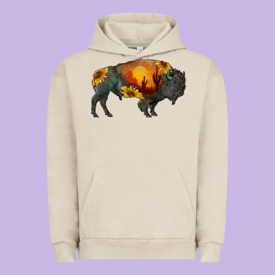 Sunflower Bison Urban Hoodie Designed By Ranaportraitstore