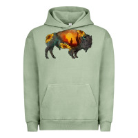 Pigment Oil Green sunflower bison Urban Hoodie - RanaPortraitStore