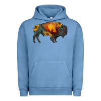 Pigment Pebble Blue sunflower bison Urban Hoodie - RanaPortraitStore