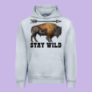 Stay Wild Bison Urban Hoodie Designed By Ranaportraitstore