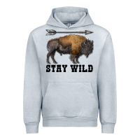 Heather Grey stay wild bison Urban Hoodie - RanaPortraitStore
