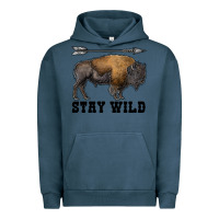 Pigment Midnight Navy stay wild bison Urban Hoodie - RanaPortraitStore