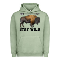 Pigment Oil Green stay wild bison Urban Hoodie - RanaPortraitStore