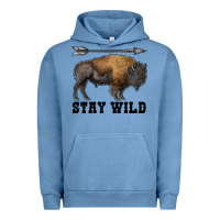 Pigment Pebble Blue stay wild bison Urban Hoodie - RanaPortraitStore