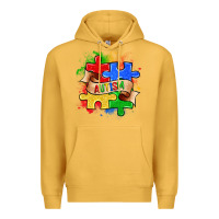 Mustard autism puzzle pieces Premium Hoodie - Zillion Design Studio