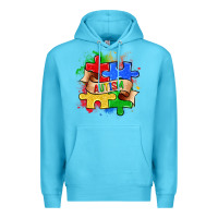 Ocean Blue autism puzzle pieces Premium Hoodie - Zillion Design Studio