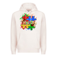 Pale Pink autism puzzle pieces Premium Hoodie - Zillion Design Studio