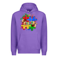Purple autism puzzle pieces Premium Hoodie - Zillion Design Studio